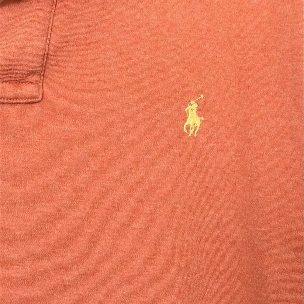 Polo By Ralph Lauren Men's Polo Shirt Orange Yellow Rugby Pony Size XXL